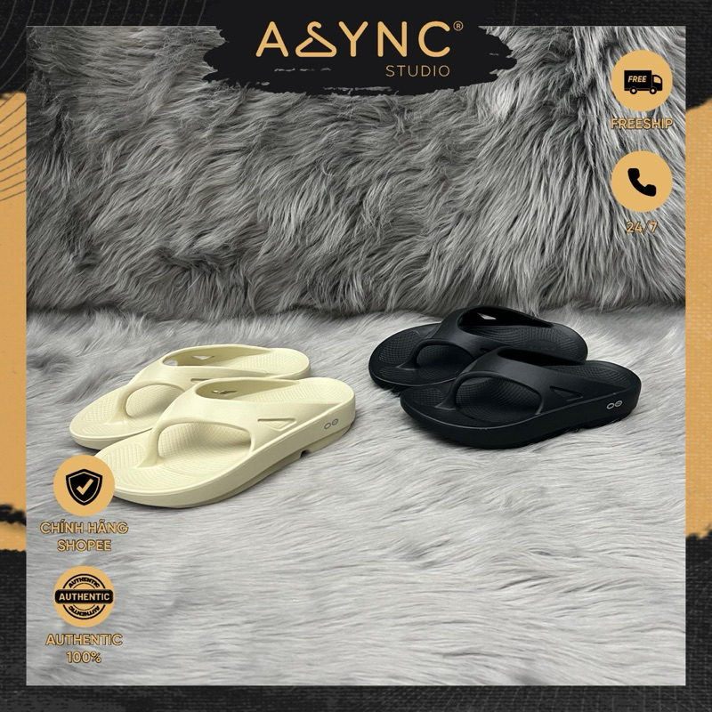 (Auth) Dép Kẹp Xỏ Ngón Oofos Cao Su Đúc Nguyên Đôi Siêu Êm Chân Siêu Nhẹ Bền Màu Bone Đen Xám Chính 