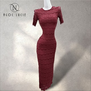  D1008 - Đầm Body Cổ Tròn Thiết Kế Xốp Ren 2 Lớp Basic Sang Trọng - Ngọc Lucie 