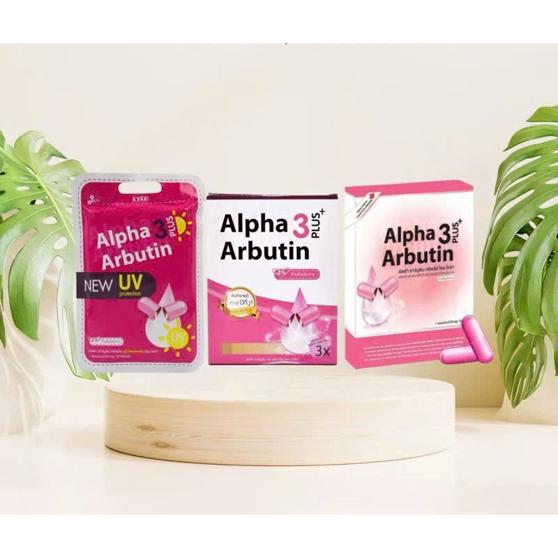 Vỉ 10 Viên Bột Kích Trắng Kyra Alpha Arbutin 3 Plus Đêm, Ngày UV Giúp Da Trắng Mịn Thái Lan Chính Hãng