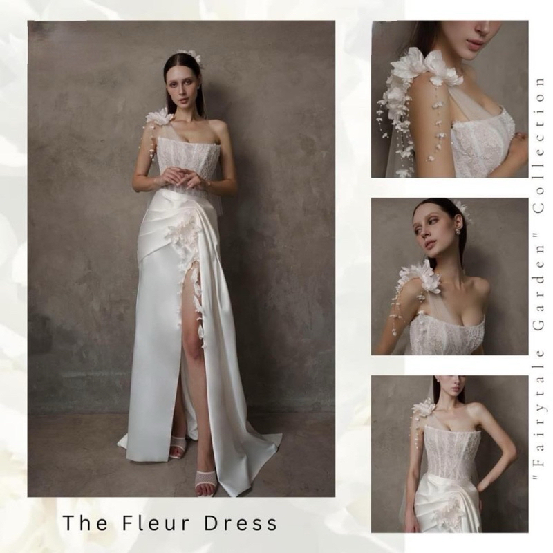 Đầm cưới TRIPBLE T DRESS phối ren xê đùi đính hoa- size S/M/L - MS487V