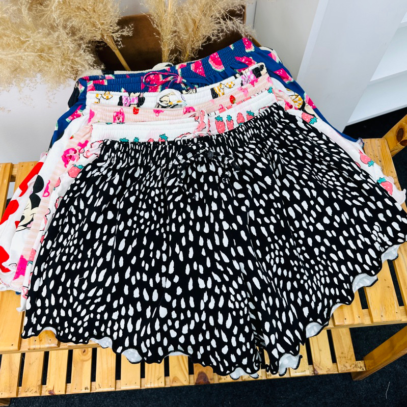 Bigsize (71-85kg)⭐️ Quần đùi thun xòe họa tiết cho nữ mặc nhà mặc ngủ thoải mái