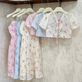 Set áo sơ mi + váy buộc nơ trắng