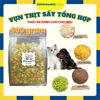 [Rẻ Vô Địch] Vụn thịt sấy tổng hợp cho chó mèo, vụn gà sấy khô, gan, tôm, cá hồi,... vụn lộn xộn cho mèo_Túi 500g