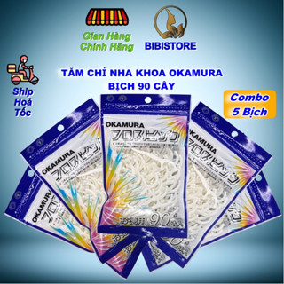  Combo 5 Bịch_Tăm Chỉ Nha Khoa Tăm Chỉ Kẻ Răng Okamura Bịch 90P  Bibistore  