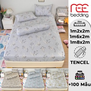 Bộ ga giường 4 món REE Bedding TENCEL kèm vỏ gối họa tiết đủ size drap nệm 1m2 1m6 1m8