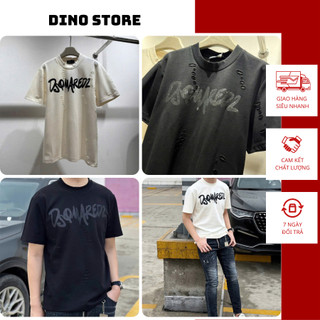  Áo Phông Nam DSQ Rách Nhẹ Cá Tính - Áo Thun Nam DSQ Xước Nhẹ Phối Chữ Ngang Ngực Cao Cấp 
