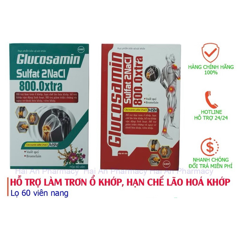 [Hàng Chính Hãng] (Hộp Màu Đỏ) Glucosamin sulfat 2NaCl 800.0xtra Hỗ trợ xương khớp