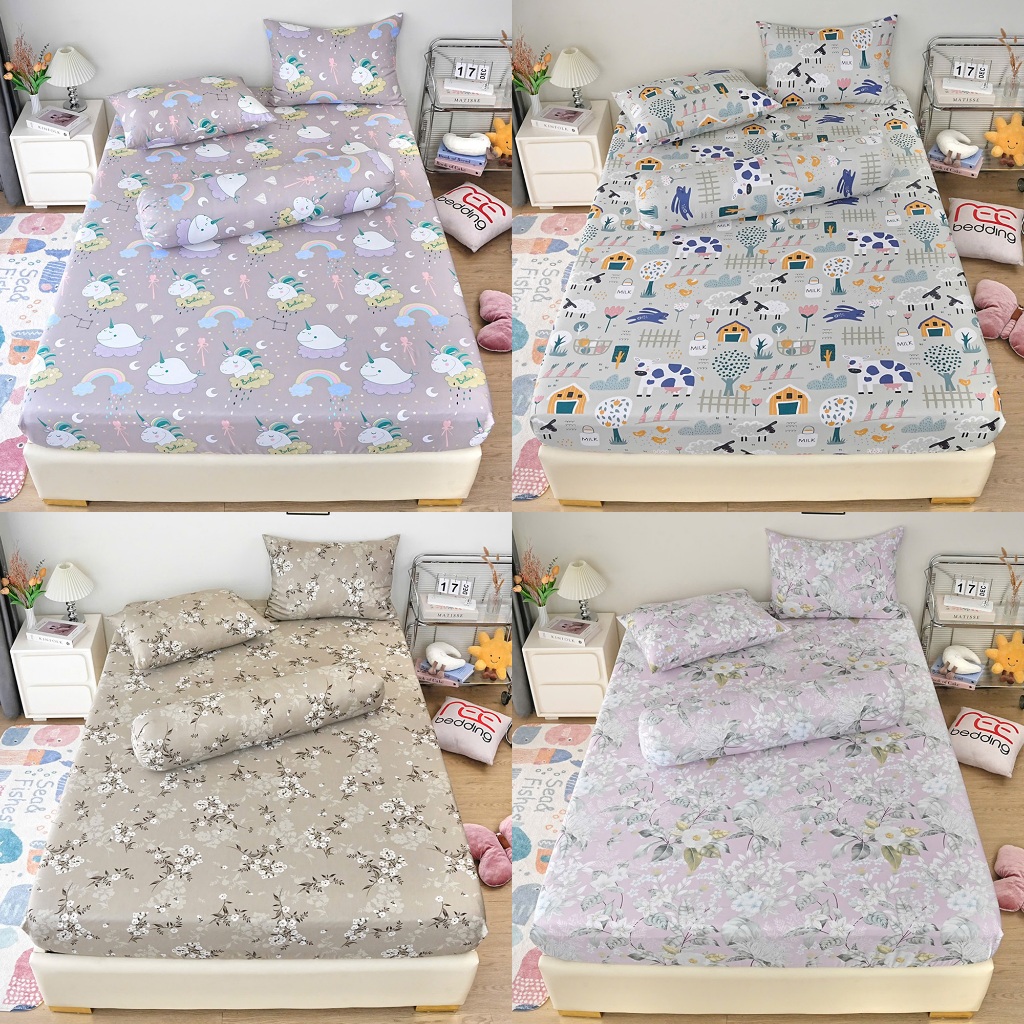 Bộ ga giường 1m8x2m TENCEL Microfiber 4 món kèm vỏ ôm mềm mịn mát