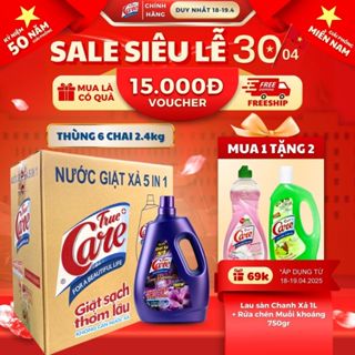 Thùng Nước Giặt Xả True Care 5in1 Hương Romantic (2.4Kg - 4.8Kg)