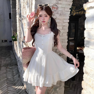 Váy Đi Biển - Đầm 2 Dây Cổ Ren Phối Tùng Xòe Xếp Tầng Tiểu Thư , Mặc Du Lịch , Đi Biển , Chụp Kỉ Yếu Siêu Xinh Gin62