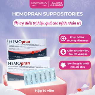 Viên đặt Trĩ DermoXEN HEMOpran - Hộp 14 viên, giảm ngứa rát hậu môn cho người trĩ nội, trĩ ngoại