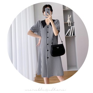 Váy Sơmi Caro Đen Dáng Ngắn A2813