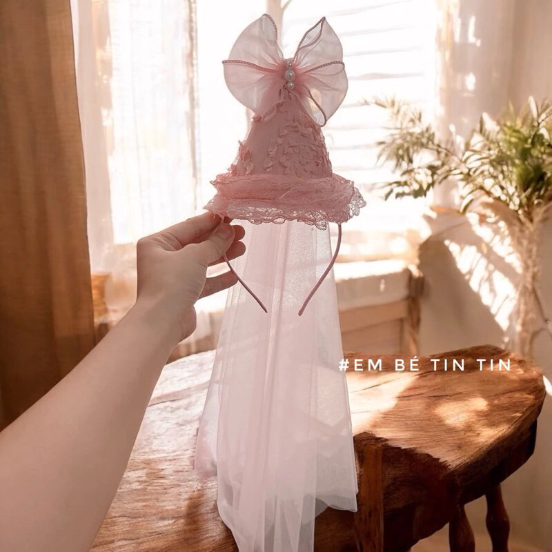 Mũ chóp sinh nhật cho bé ( hồng ms3)