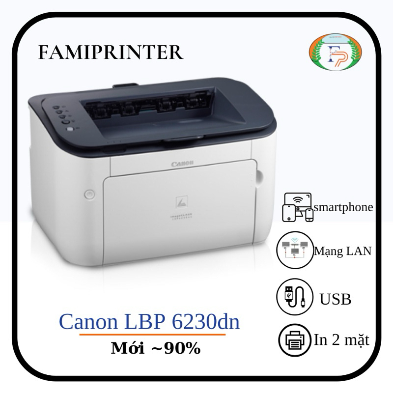 Máy in laser trắng đen Canon LBP6230dn – in hai mặt tự động, kết nối LAN – tốc độ 25 trang/phút