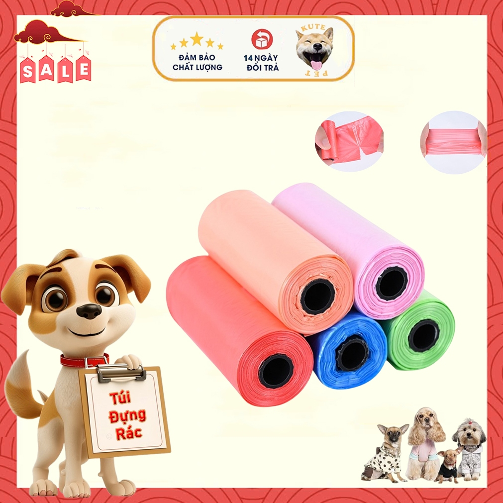 Túi nilon đựng phân CHÓ MÈO - Cuộn gồm 15 túi (30*22)cm - Đặt tối thiểu 10 cuộn