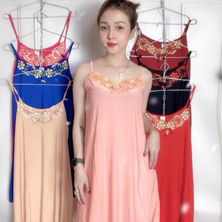 Đầm dây thun lạnh  phối ren3
