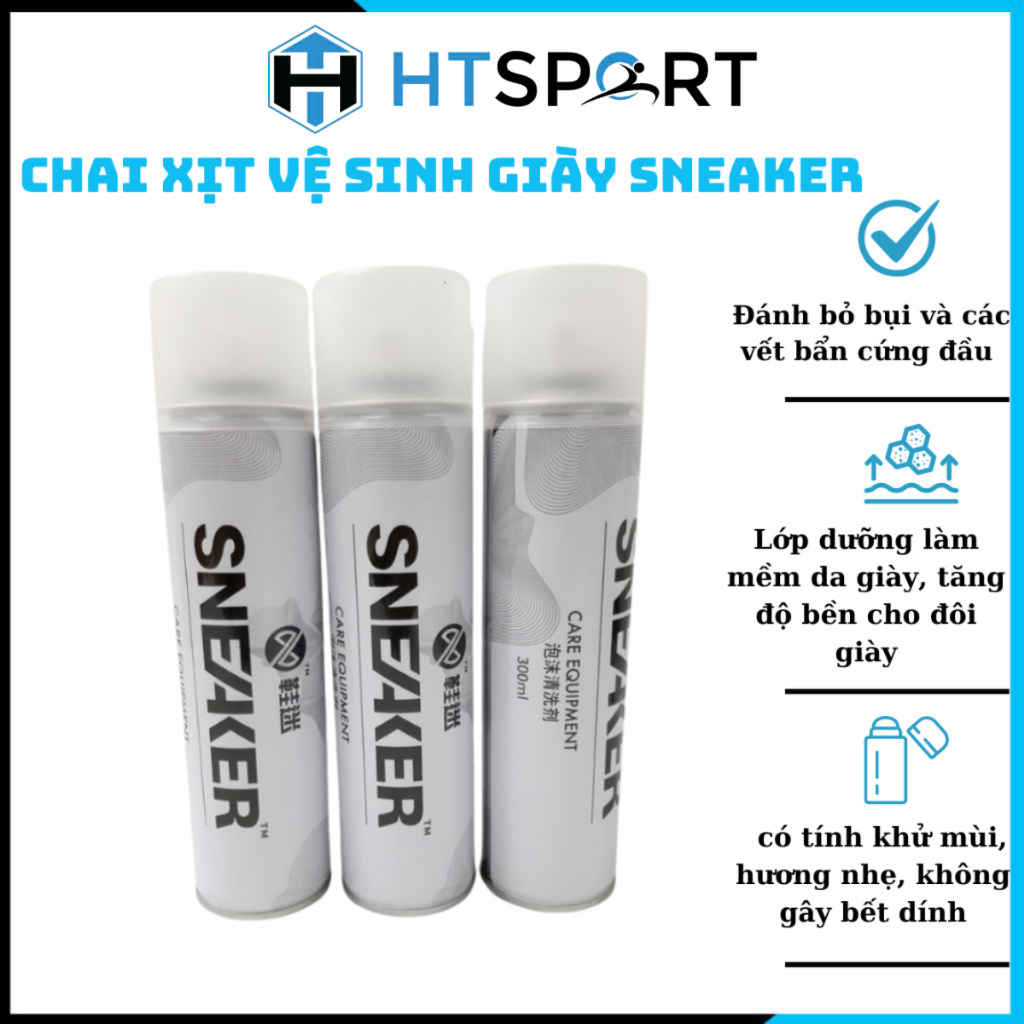 Chai Xịt Vệ Sinh Giày Sneaker, Chai Xịt Giày Tạo Bọt Làm Sạch Giày 300ML, Khử Mùi, Bảo Vệ Giày Hiệu Quả