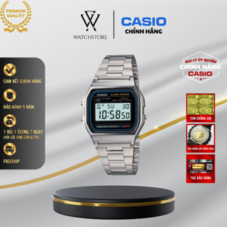 Đồng Hồ Điện Tử Nam A158WA-1DF Mặt Kính Hình Chữ Nhật 36.8mm Chống Nước Dây Kim Loại Không Gỉ Chính Hãng Casio