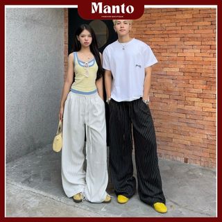  Quần ống suông Striped pants form rộng thời trang nam nữ lưng thun 3 màu hottrend unisex Manto Shop 