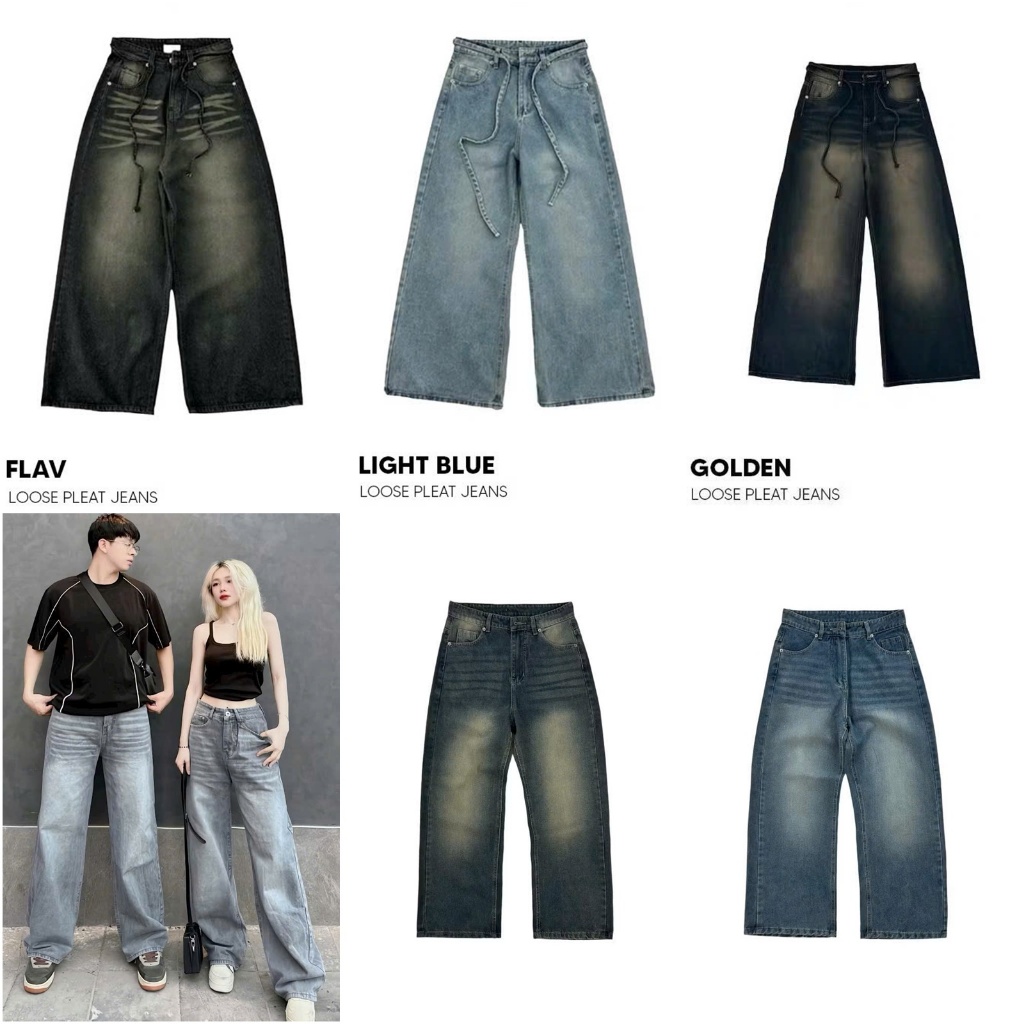 Quần Jean Ống Rộng Unisex Nam Nữ Chất Jean Dày Dặn | BigBuy360 - bigbuy360.vn