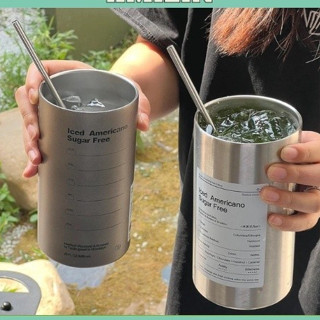  Ly Giữ Nhiệt Inox Liền Khối Bình giữ nhiệt Cao Cấp Cốc giữ nhiệt Có Nắp Đậy Và Ống Hút Inox AMIZIN 