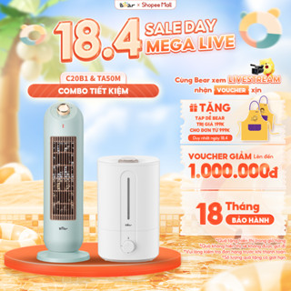 Combo Quạt Sưởi Gốm Bear DNQ-C20B1 và Máy Phun Sương Tạo Ẩm Bear 5L SB-TA50M Làm Ấm Nhanh Không Khô Da Kháng Khuẩn