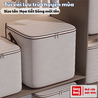 Túi đựng chăn màn quần áo đa năng vải canvas túi có nắp khoá miệng chống thấm nước và côn trùng cất trữ đồ tiện lợi