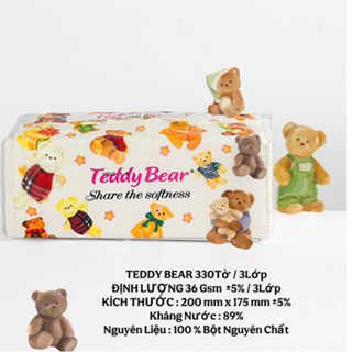 Thùng Giấy ăn rút cao cấp TEDDY BEAR SOFTNESS TRẮNG 330T 3 LỚP GÓI TO Chất lụa dai dày mền mịn