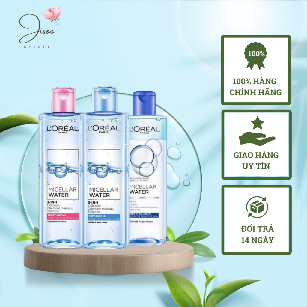 Nước Tẩy Trang Loreal Nước tẩy trang 3-in-1 Micellar Water 400ml làm sạch sâu, dưỡng ẩm cho mọi loại