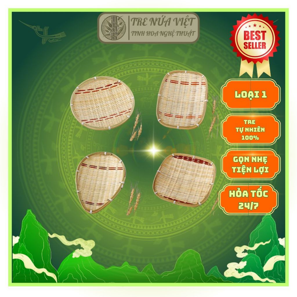 "Mẹt Tre Đan – Đựng Hạt, Hoa Quả, Trang Trí, Decor Chụp Ảnh"