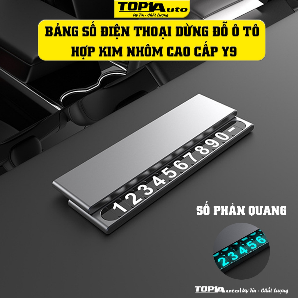 Bảng Số Điện Thoại Ô Tô Y9 - Hợp Kim Nhôm Cao Cấp, Bộ Số Nam Châm Phản Quang, 3 Màu Sang Trọng - Top1auto