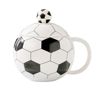 Cốc sứ hình quả bóng dung tích 400ml kèm nắp sứ và thìa inox full hộp quà tặng SG057