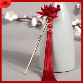  Trâm cài tóc trâm cài tóc cổ trang kẹp cô dâu tone đỏ hoa tua rua huyền bí sang trọng phụ kiện cưới cô dâu 