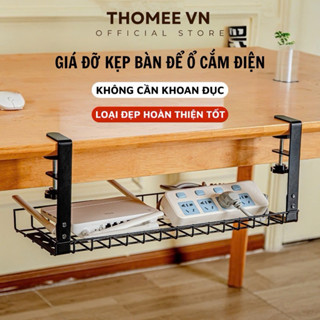 Giá đỡ treo để ổ cắm điện , dây điện không cần khoan đục lỗ - Máng treo để ổ điện dưới bàn Decor căn nhà phòng làm việc