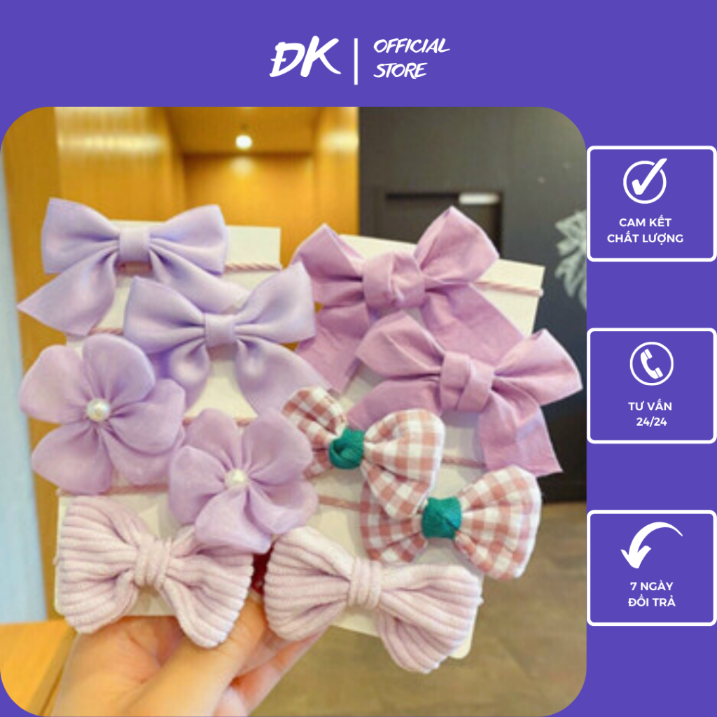 Dây Buộc Tóc, Sét 10 Dây Buộc Tóc Nơ Bướm Gia Dụng ĐK