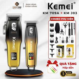 Tăng đơ cắt tóc gia đình KEMEI 709A Chính Hãng, tông đơ cắt tóc chuyên nghiệp không dây lưỡi dao sắc