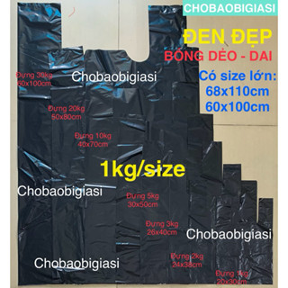 {1kg/size} Túi nilong đen bóng đẹp, dẻo, dai, túi xốp đen, túi hai quai đen không hôi dùng gói hàng, đựng rác(y hình)...