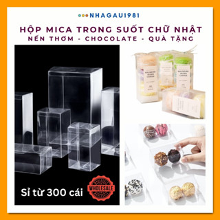 (Sỉ) Set 10 Hộp Mica Chữ Nhật Đựng Nến Thơm Gói Quà Sinh Nhật Chocolate Bánh Kẹo Shop Nhagau1981