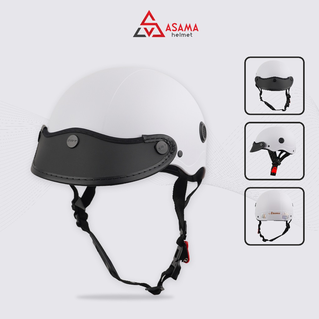 Mũ bảo hiểm nửa đầu ASAMA HELMET ASM005, thời trang, có lỗ thông gió, chuẩn ABS nguyên sinh