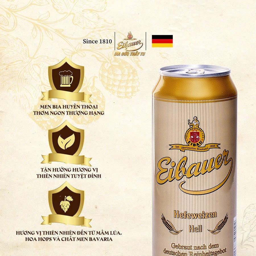 [DÙNG THỬ] 6 Lon Bia Đức Thầy Tu EIBAUER Vàng 5.2% 500ml | Bia Đức Nhập khẩu Chính Hãng | Hương Vị T