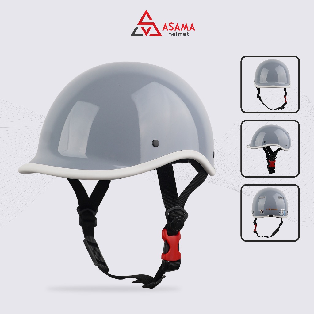 Mũ bảo hiểm cá heo ASAMA HELMET ASM004 - XÁM BÓNG, thời trang, hot trend, chuẩn ABS nguyên sinh