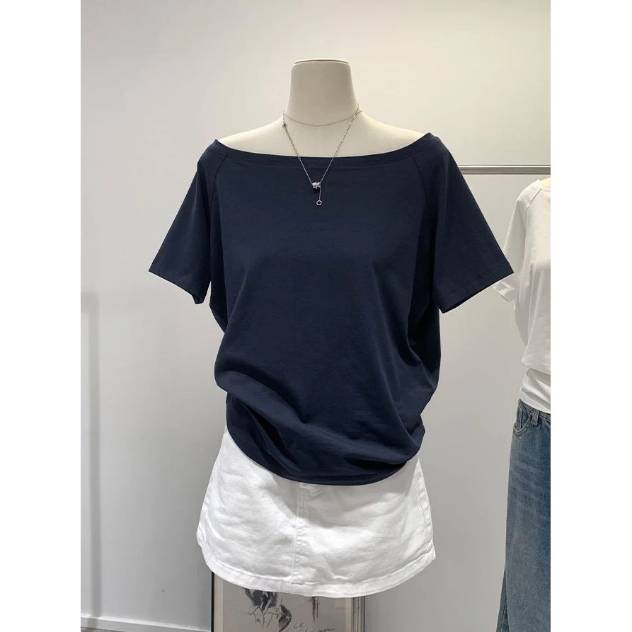 [Zestiva] Tay Ngắn áo thun nữ form rộng Trễ Vai trơn basic mùa hè 3.7