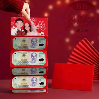 [Hỏa Tốc] Lì Xì Gấp gọn Đám Cưới mẫu Cô Dâu - Chú Rể cực xinh 2 Ngăn 6 Ngăn 10 Ngăn xếp Tầng