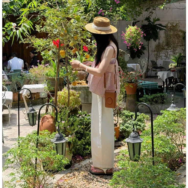 (TẶNG KÈM QUÂY DÂY) Set áo babydoll gấm xốp hoa xoè kèm áo dây PEACHY TOP | BigBuy360 - bigbuy360.vn