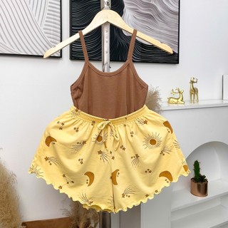 Sét đồ ngủ hai dây họa tiết chất thun co dãn thoải mái (dưới 52kg)