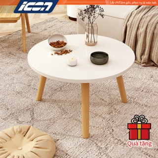 Bàn Trà Tròn Sofa Ngồi Bệt ICON - Chân Gỗ Tự Nhiên, Phong Cách Vintage, Decor Phòng Ngủ Siêu Xinh