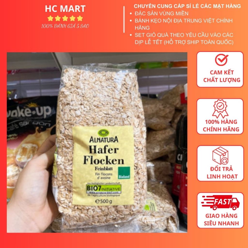 Yến Mạch Ăn Kiêng Hạt Cán Dẹt, Hạt Cán Vỡ Hafer Flocken 500g