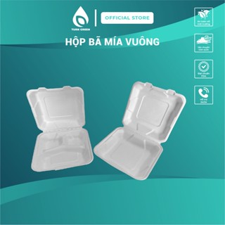 Set 50 Hộp Bã Mía Vuông 1 Ngăn/3 Ngăn/ 4 Ngăn Đựng Cơm, Mì, Salad Nhiều Size 100% tự nhiên