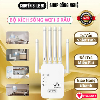  Kích Sóng Wifi 6 Râu Tốc Độ Cao 1200mbps Phát Xuyên Tường Kết Nối Xa Mở Rộng Vùng Phủ Sóng 