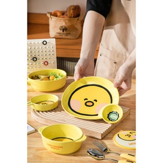 Bộ chén bát , dĩa , khay , dụng cụ đựng thức ăn hoạt hình LINE FRIENDS vịt vàng V103 - SH Gốm sứ